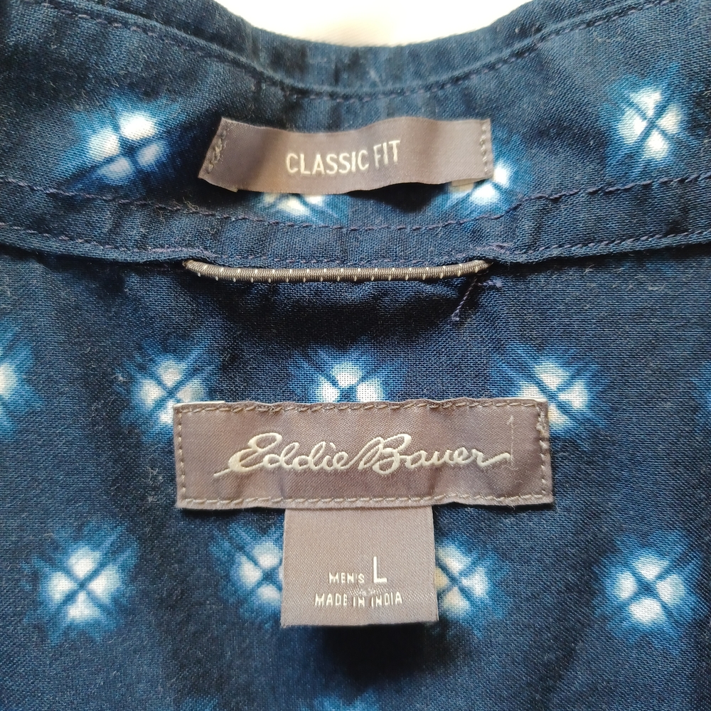 Eddie Bauer Mens Casual Button Down Shirt Classic Fit Short Sleeve Cotton Size L - Picture 3 of 9
